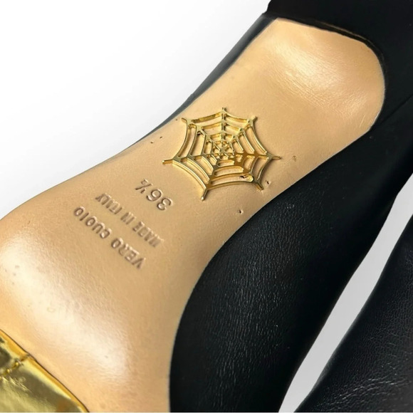 Charlotte Olympia Black  Lucinda Golden Platform Ankle Boot 36.5 - Picture 11 of 12